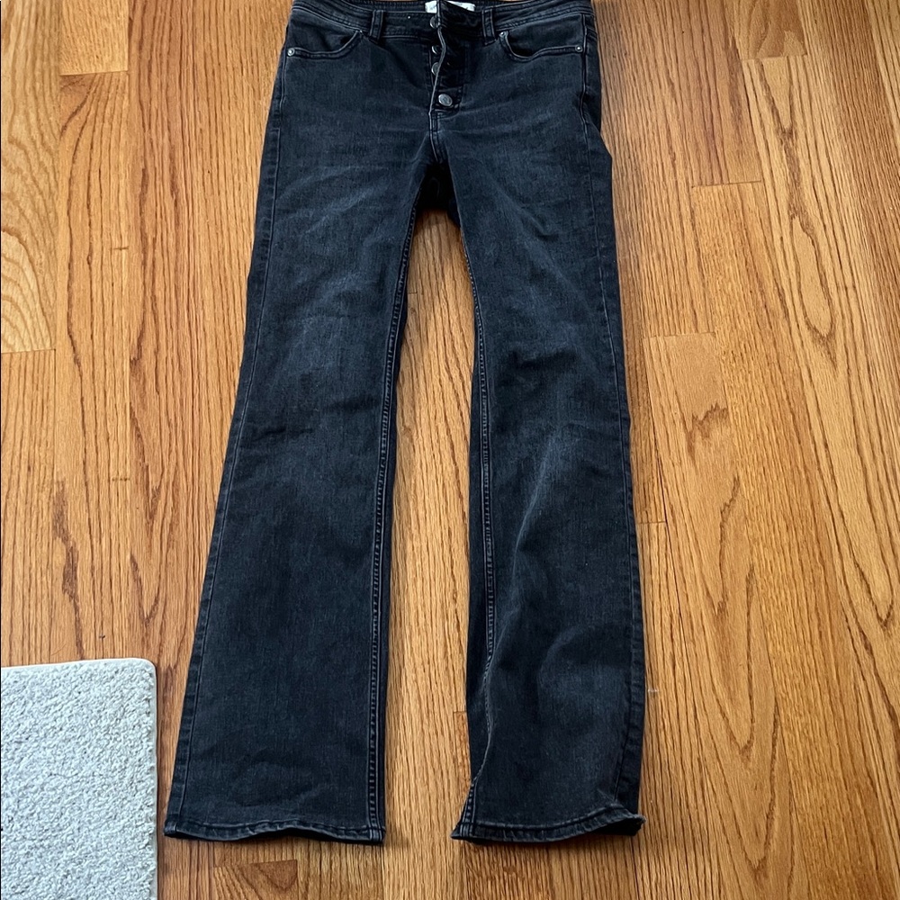We The Free Black Gray Button Fly Flare Jeans 4/27